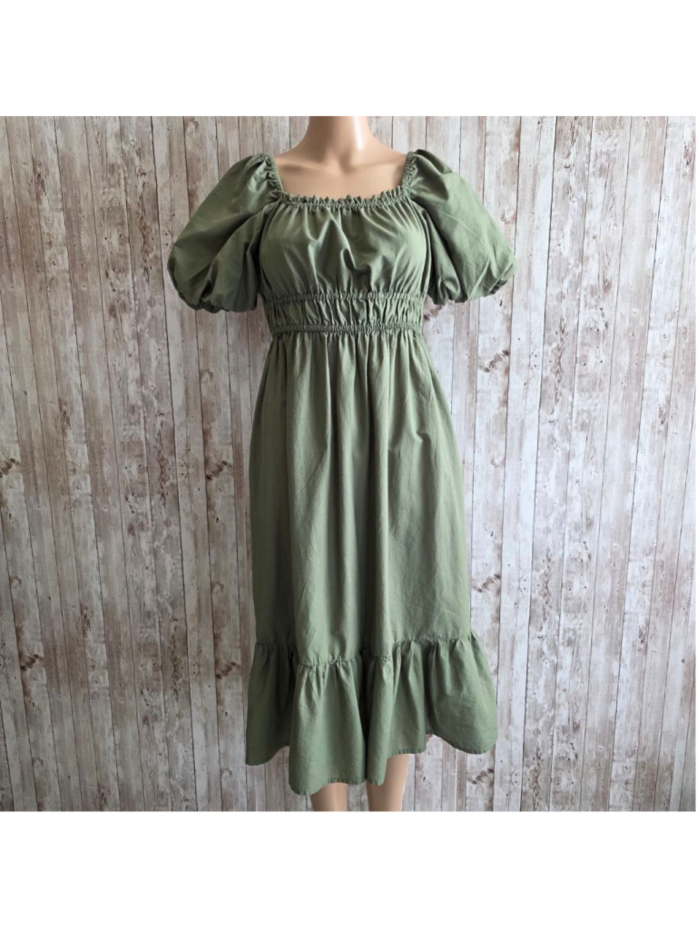 Dizzy Lizzy Green Puff Sleeve Midi Dress XL NWOT